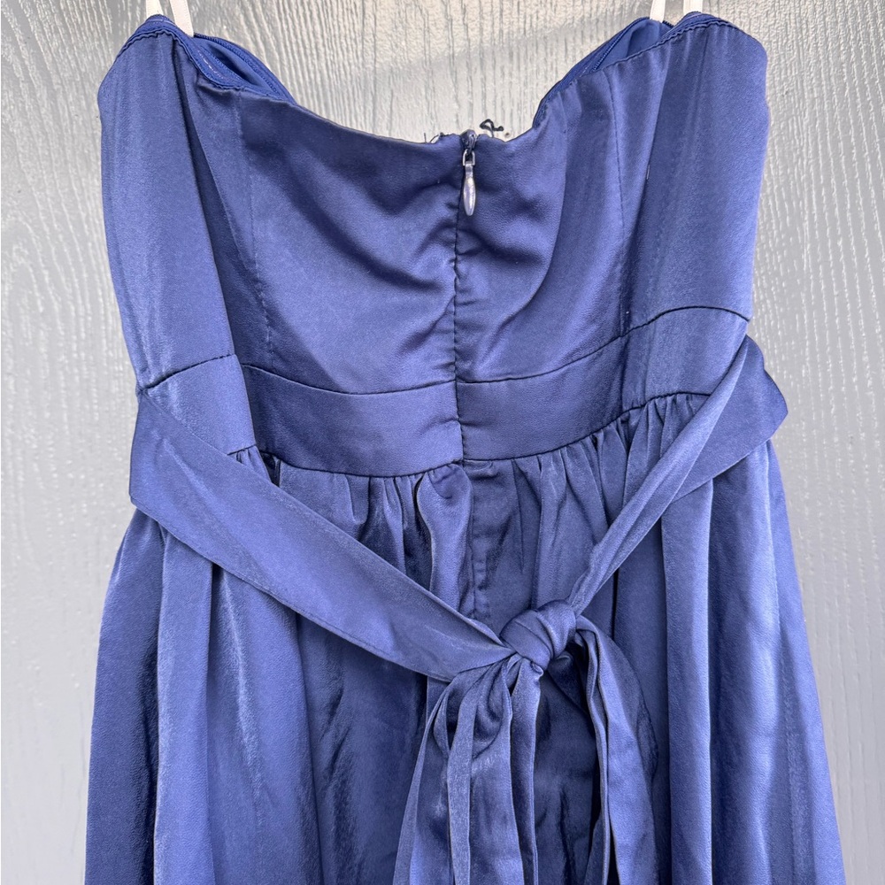 NWOT Lulus Elegant Navy Blue Strapless Bubble Hem Midi Dress - Picture 11 of 12